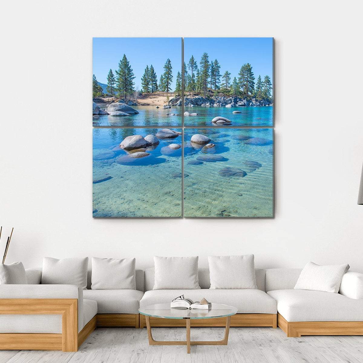 Shore Of The Lake Tahoe Canvas Wall Art-4 Square-Gallery Wrap-17" x 17"-Tiaracle