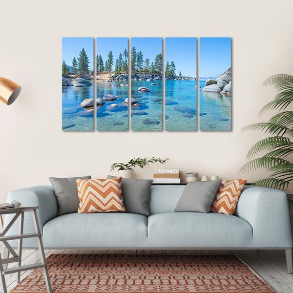 Shore Of The Lake Tahoe Canvas Wall Art-5 Horizontal-Gallery Wrap-22" x 12"-Tiaracle