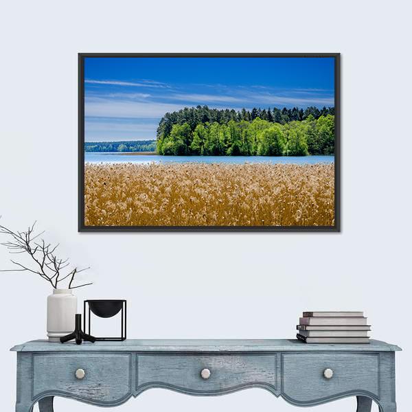 Shore Of The Pluszne Lake Canvas Wall Art-1 Piece-Floating Frame-24" x 16"-Tiaracle
