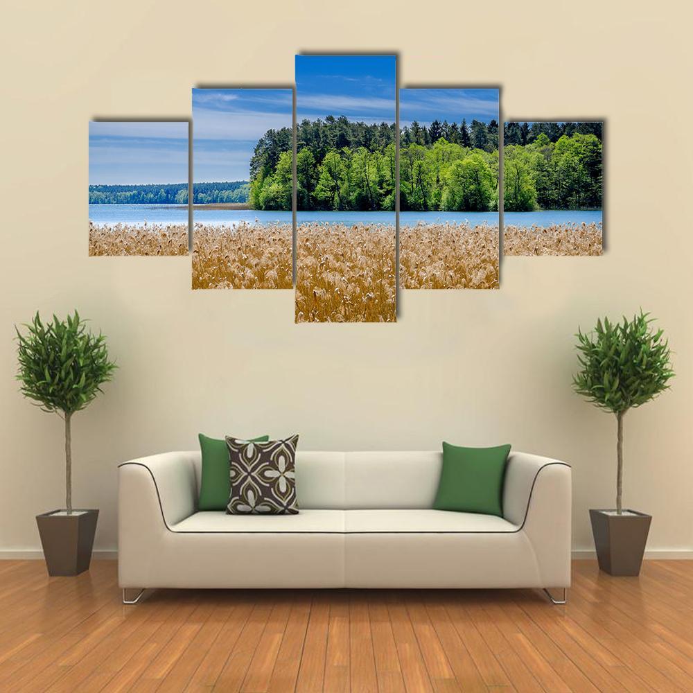 Shore Of The Pluszne Lake Canvas Wall Art-5 Star-Gallery Wrap-62" x 32"-Tiaracle