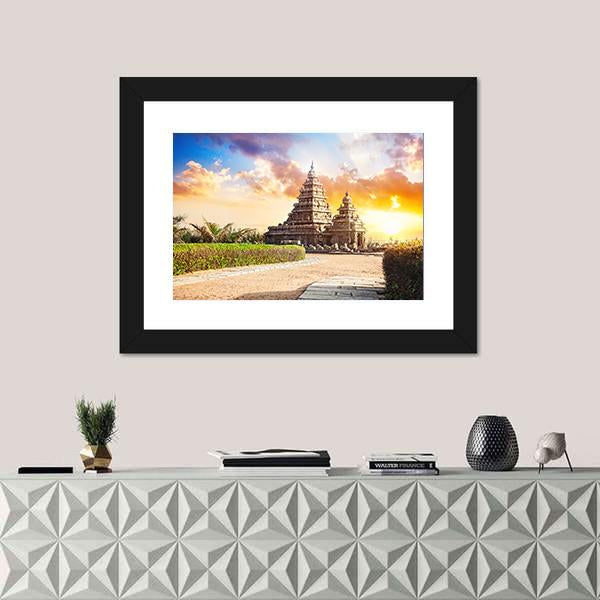 Shore Temple In Mamallapuram India Canvas Wall Art-1 Piece-Framed Print-30" x 20"-Tiaracle