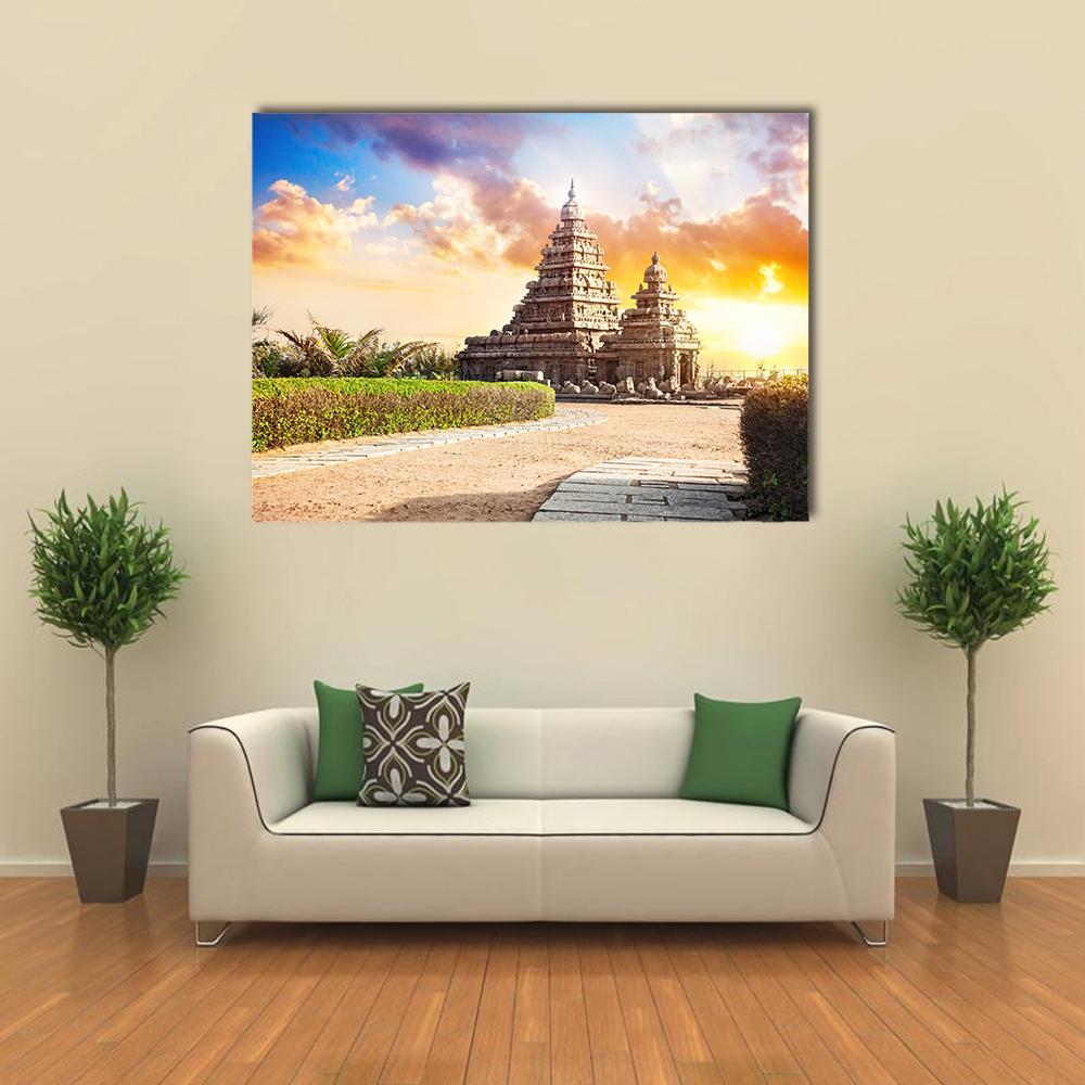 Shore Temple In Mamallapuram India Canvas Wall Art-1 Piece-Gallery Wrap-36" x 24"-Tiaracle