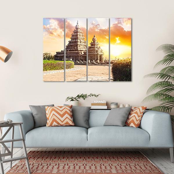Shore Temple In Mamallapuram India Canvas Wall Art-4 Horizontal-Gallery Wrap-34" x 24"-Tiaracle