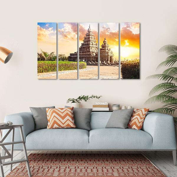 Shore Temple In Mamallapuram India Canvas Wall Art-5 Horizontal-Gallery Wrap-22" x 12"-Tiaracle
