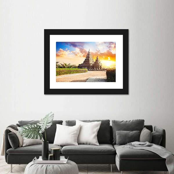 Shore Temple In Mamallapuram India Canvas Wall Art-5 Horizontal-Gallery Wrap-22" x 12"-Tiaracle