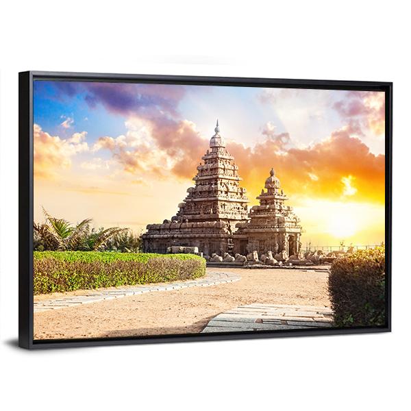 Shore Temple In Mamallapuram India Canvas Wall Art-5 Horizontal-Gallery Wrap-22" x 12"-Tiaracle