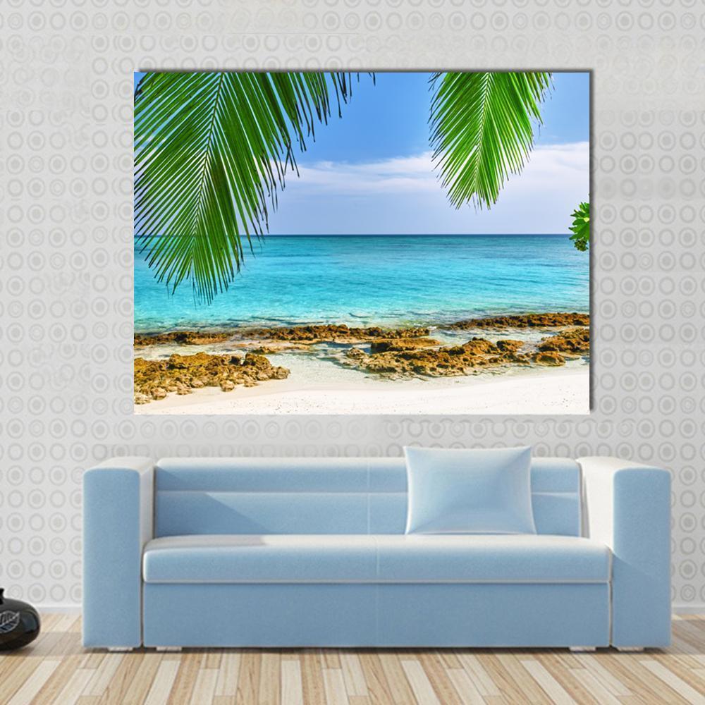 Shoreline Of A Tropical Island In The Maldives Canvas Wall Art-1 Piece-Gallery Wrap-36" x 24"-Tiaracle