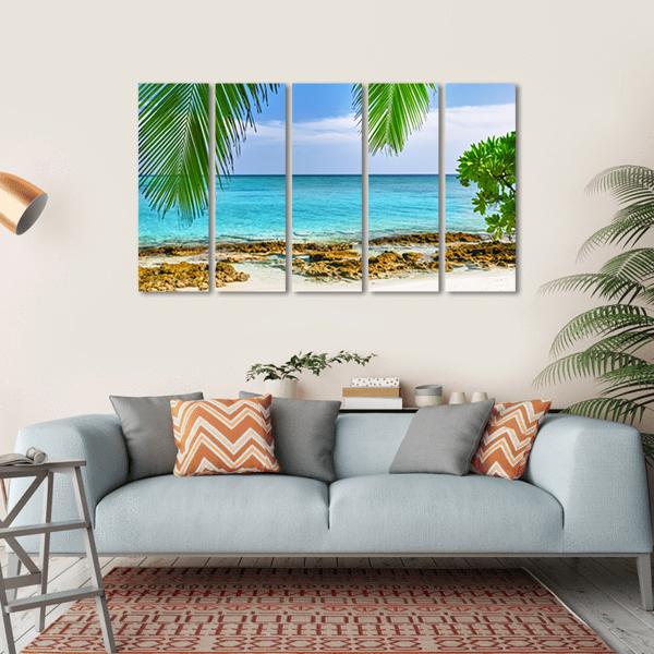 Shoreline Of A Tropical Island In The Maldives Canvas Wall Art-5 Horizontal-Gallery Wrap-22" x 12"-Tiaracle