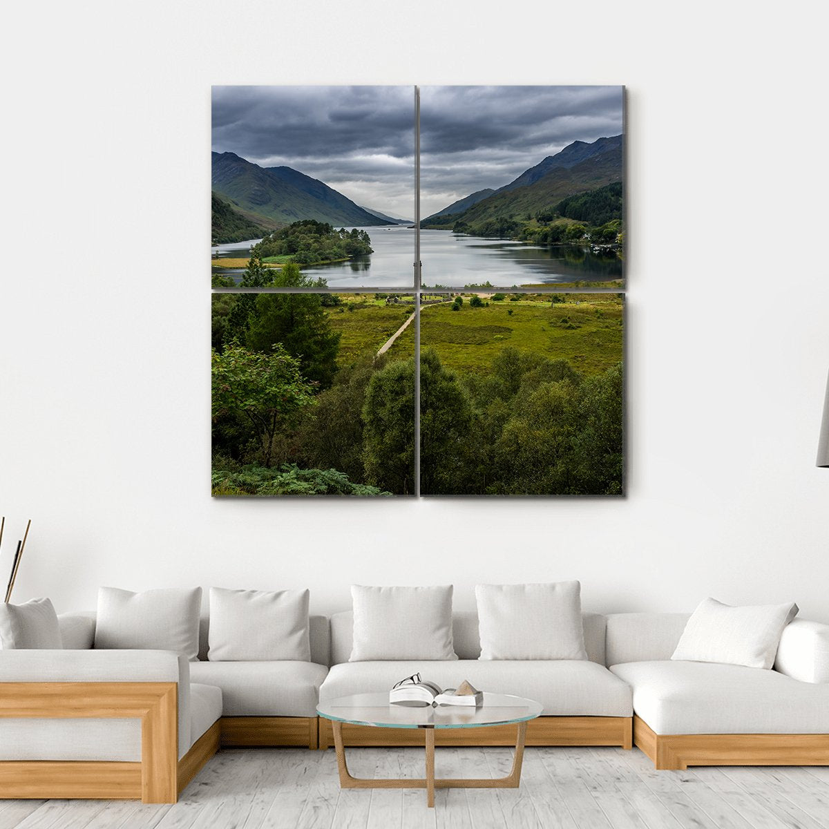 Shores Of Loch Shiel Canvas Wall Art-4 Square-Gallery Wrap-17" x 17"-Tiaracle