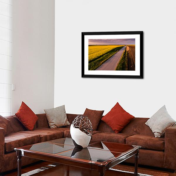 Shot Of Canola Rape Seed From Drone Canvas Wall Art-5 Horizontal-Gallery Wrap-22" x 12"-Tiaracle