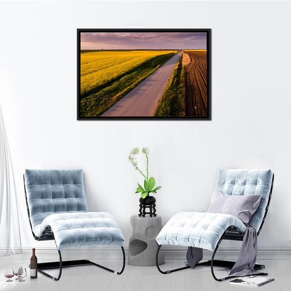 Shot Of Canola Rape Seed From Drone Canvas Wall Art-3 Horizontal-Gallery Wrap-25" x 16"-Tiaracle
