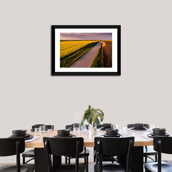 Shot Of Canola Rape Seed From Drone Canvas Wall Art-3 Horizontal-Gallery Wrap-25" x 16"-Tiaracle