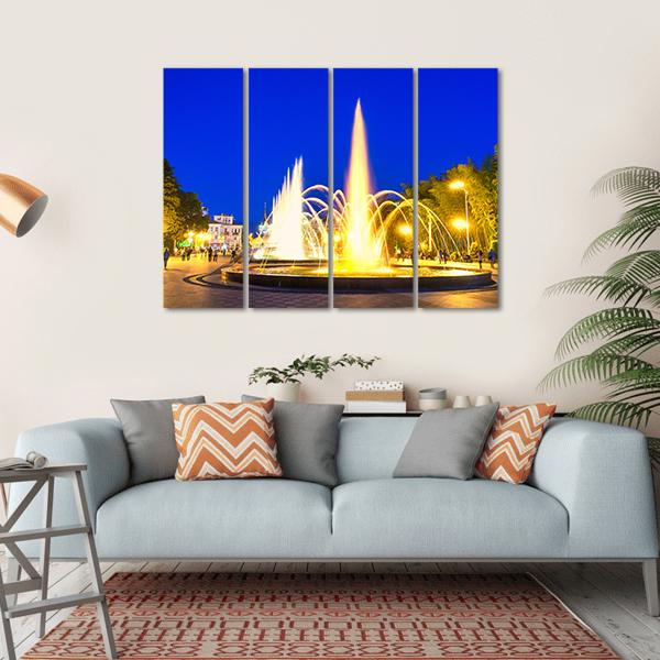 Show Of Dancing Fountains In Batumi Boulevard Georgia Canvas Wall Art-4 Horizontal-Gallery Wrap-34" x 24"-Tiaracle