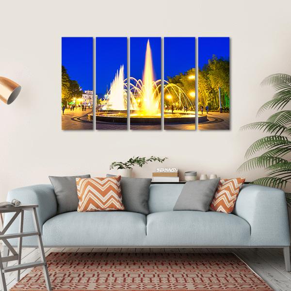 Show Of Dancing Fountains In Batumi Boulevard Georgia Canvas Wall Art-5 Horizontal-Gallery Wrap-22" x 12"-Tiaracle