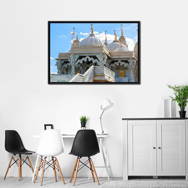 Shri Swaminarayan Mandir London Canvas Wall Art-1 Piece-Floating Frame-24" x 16"-Tiaracle