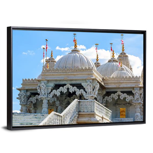 Shri Swaminarayan Mandir London Canvas Wall Art-5 Horizontal-Gallery Wrap-22" x 12"-Tiaracle