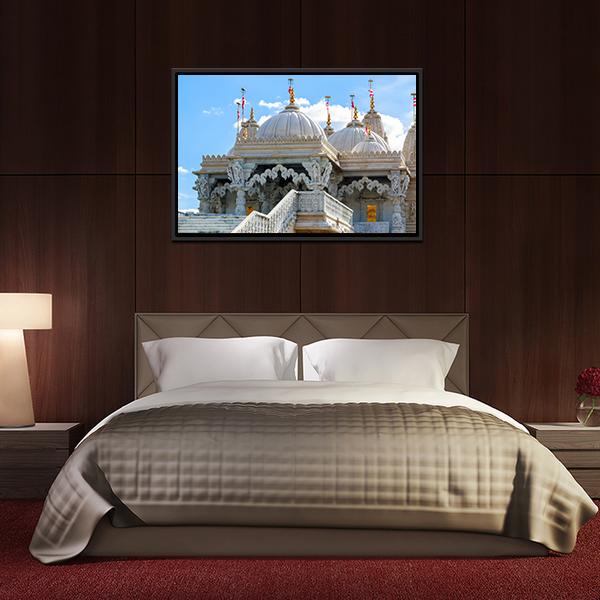 Shri Swaminarayan Mandir London Canvas Wall Art-5 Horizontal-Gallery Wrap-22" x 12"-Tiaracle