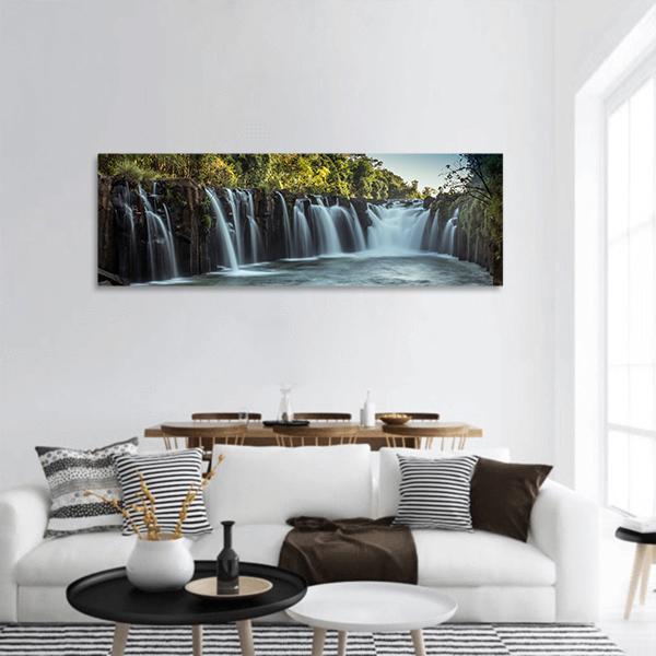 Shuknachara Falls In Bangladesh Panoramic Canvas Wall Art-3 Piece-25" x 08"-Tiaracle