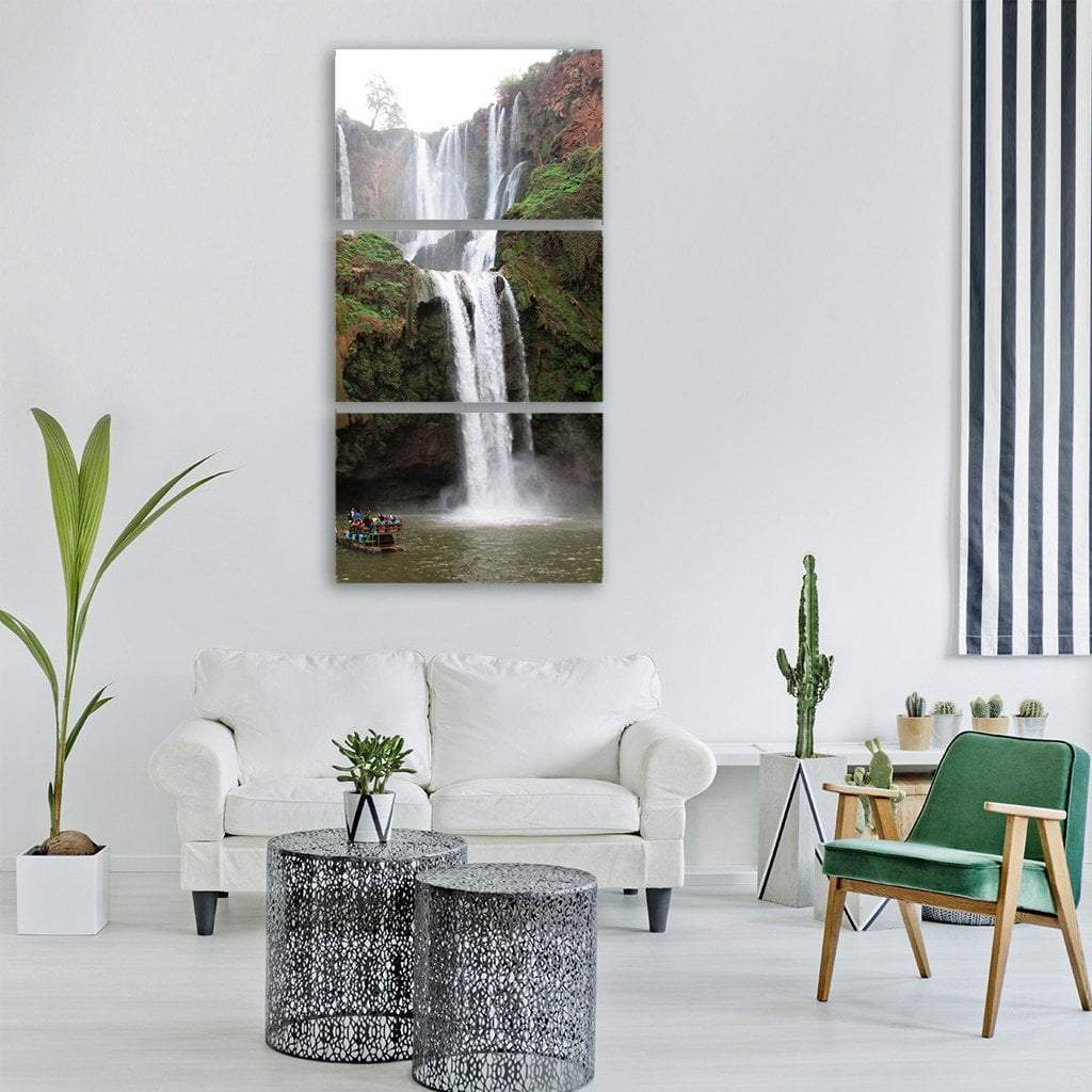 Shutter Speed Waterfall In Morocco Vertical Canvas Wall Art-3 Vertical-Gallery Wrap-12" x 25"-Tiaracle