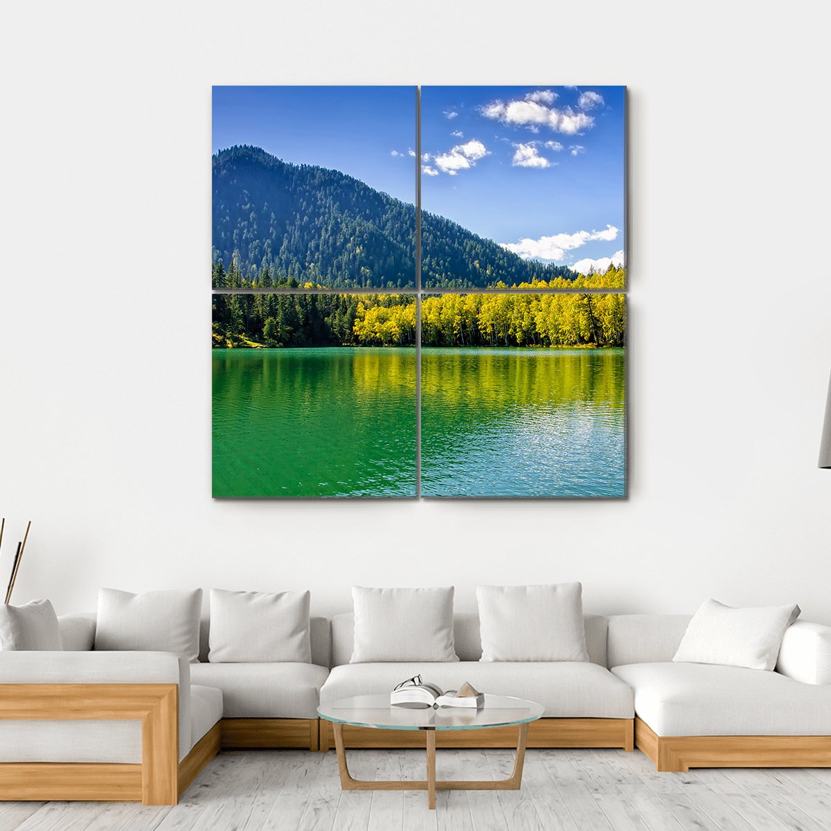 Siberia Lake With Reflection Canvas Wall Art-4 Square-Gallery Wrap-17" x 17"-Tiaracle