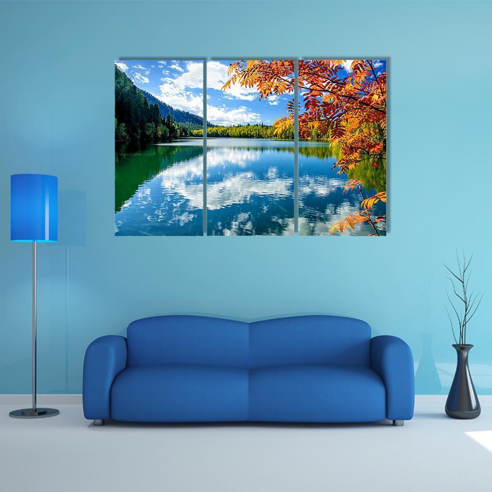 Siberia Lake With Reflection Canvas Wall Art-3 Horizontal-Gallery Wrap-37" x 24"-Tiaracle