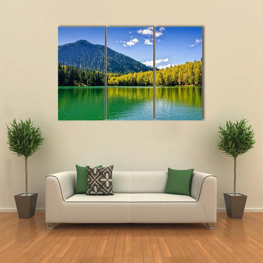Siberia Lake With Reflection Canvas Wall Art-3 Horizontal-Gallery Wrap-37" x 24"-Tiaracle