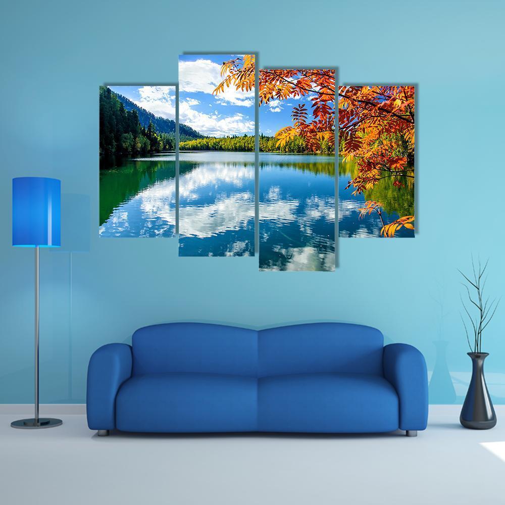Siberia Lake With Reflection Canvas Wall Art-4 Pop-Gallery Wrap-50" x 32"-Tiaracle