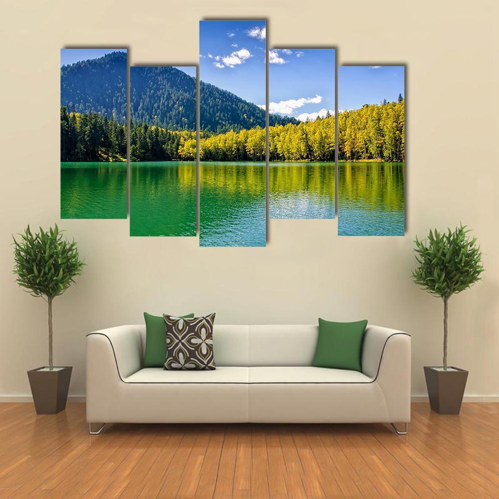 Siberia Lake With Reflection Canvas Wall Art-5 Pop-Gallery Wrap-47" x 32"-Tiaracle