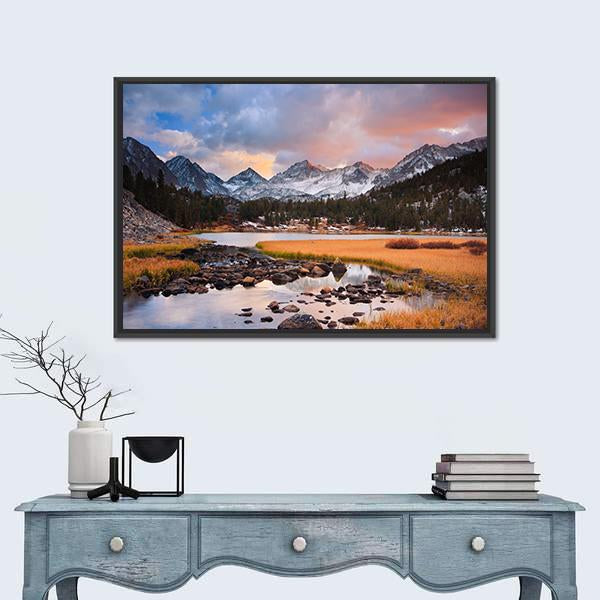 Siberian Mountain At Sunset Canvas Wall Art-1 Piece-Floating Frame-24" x 16"-Tiaracle