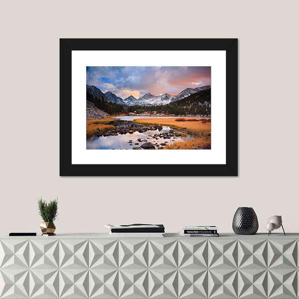 Siberian Mountain At Sunset Canvas Wall Art-1 Piece-Framed Print-20" x 16"-Tiaracle