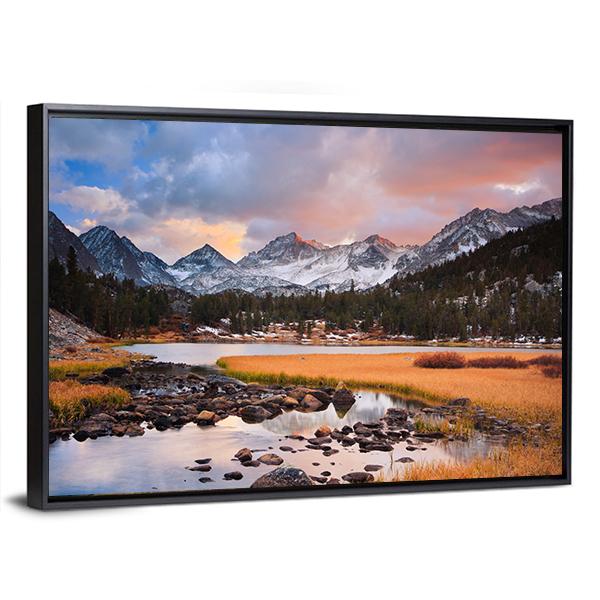 Siberian Mountain At Sunset Canvas Wall Art-3 Horizontal-Gallery Wrap-25" x 16"-Tiaracle