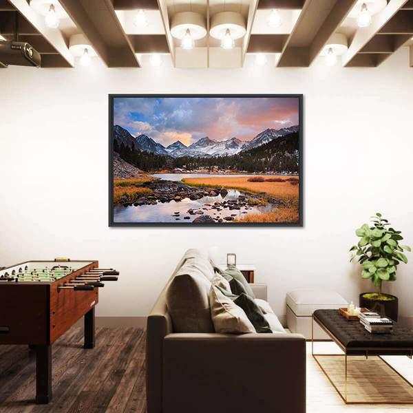 Siberian Mountain At Sunset Canvas Wall Art-3 Horizontal-Gallery Wrap-25" x 16"-Tiaracle