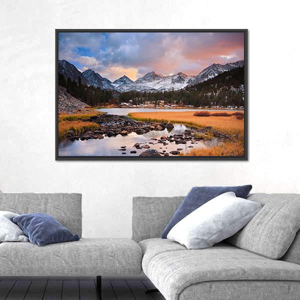 Siberian Mountain At Sunset Canvas Wall Art-3 Horizontal-Gallery Wrap-25" x 16"-Tiaracle