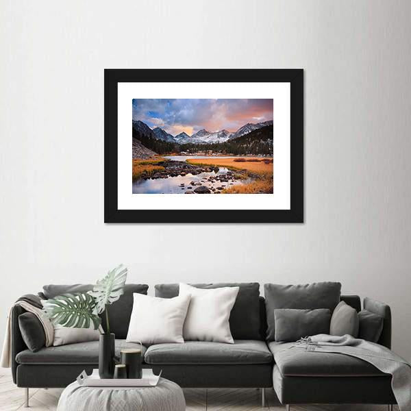 Siberian Mountain At Sunset Canvas Wall Art-3 Horizontal-Gallery Wrap-25" x 16"-Tiaracle