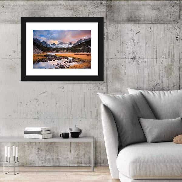 Siberian Mountain At Sunset Canvas Wall Art-3 Horizontal-Gallery Wrap-25" x 16"-Tiaracle