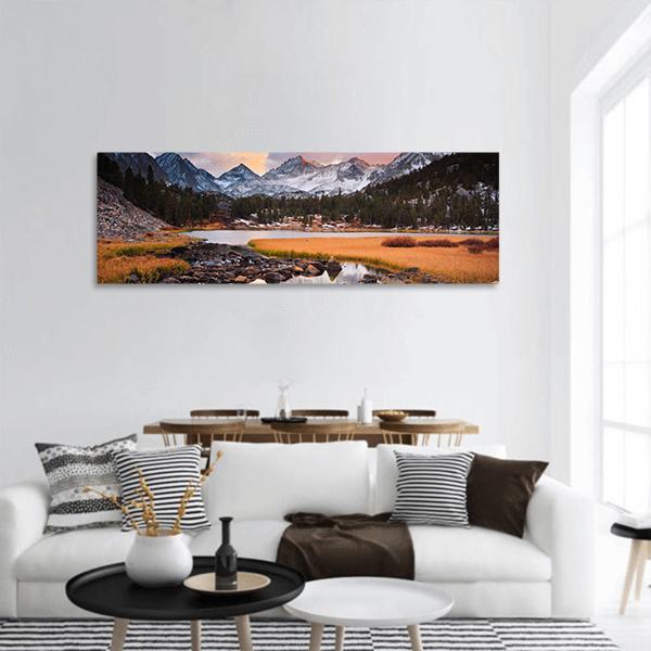 Siberian Mountain At Sunset Panoramic Canvas Wall Art-1 Piece-36" x 12"-Tiaracle