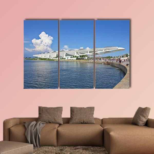 Side view of Museu do Amanha Museum Canvas Wall Art-3 Horizontal-Gallery Wrap-25" x 16"-Tiaracle