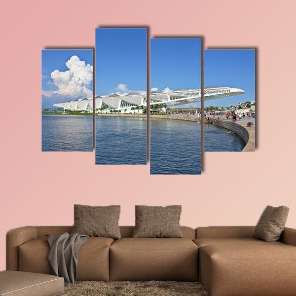 Side view of Museu do Amanha Museum Canvas Wall Art-4 Pop-Gallery Wrap-50" x 32"-Tiaracle
