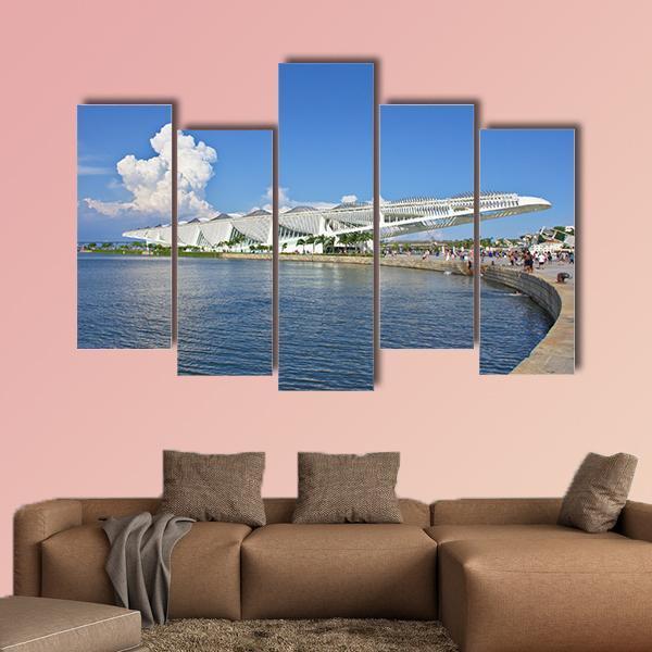 Side view of Museu do Amanha Museum Canvas Wall Art-5 Pop-Gallery Wrap-47" x 32"-Tiaracle