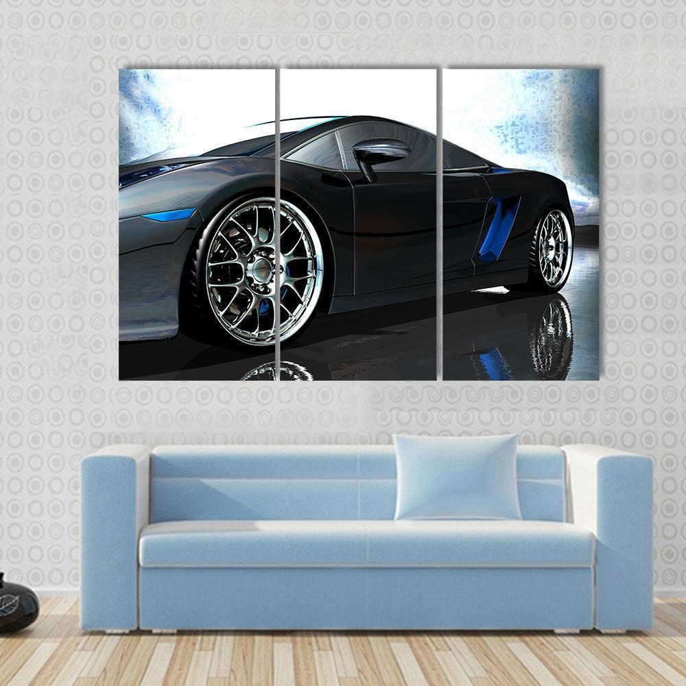 Side View Of Sports Car Canvas Wall Art-3 Horizontal-Gallery Wrap-37" x 24"-Tiaracle
