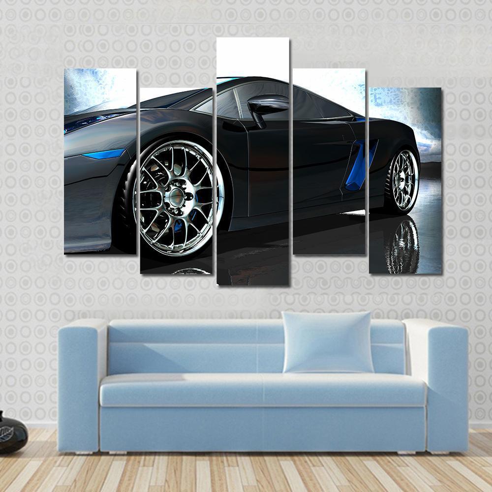 Side View Of Sports Car Canvas Wall Art-5 Pop-Gallery Wrap-47" x 32"-Tiaracle