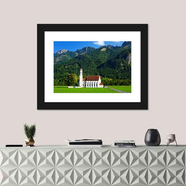 Side View Of St. Coloman Pilgrimage Church Vertical Canvas Wall Art-3 Vertical-Gallery Wrap-12" x 25"-Tiaracle