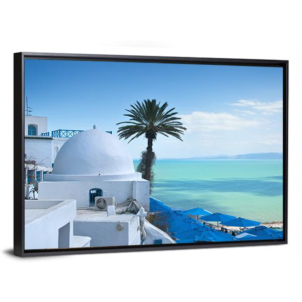 Sidi Bou Said In Tunis Canvas Wall Art-3 Horizontal-Gallery Wrap-25" x 16"-Tiaracle