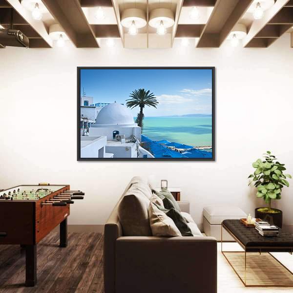 Sidi Bou Said In Tunis Canvas Wall Art-3 Horizontal-Gallery Wrap-25" x 16"-Tiaracle