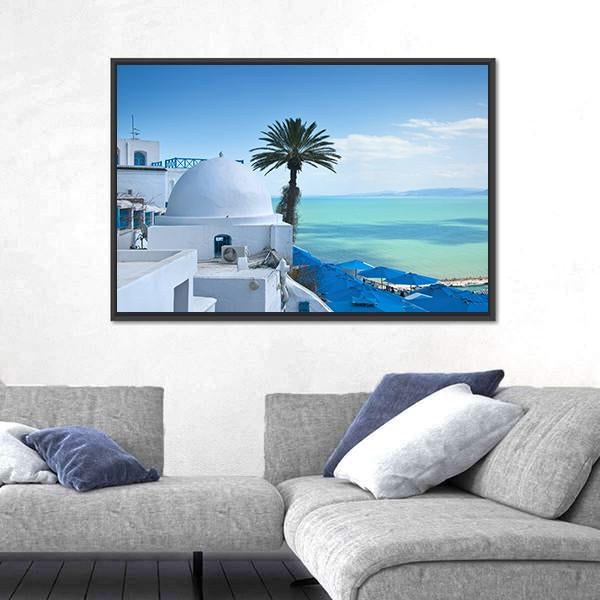 Sidi Bou Said In Tunis Canvas Wall Art-3 Horizontal-Gallery Wrap-25" x 16"-Tiaracle