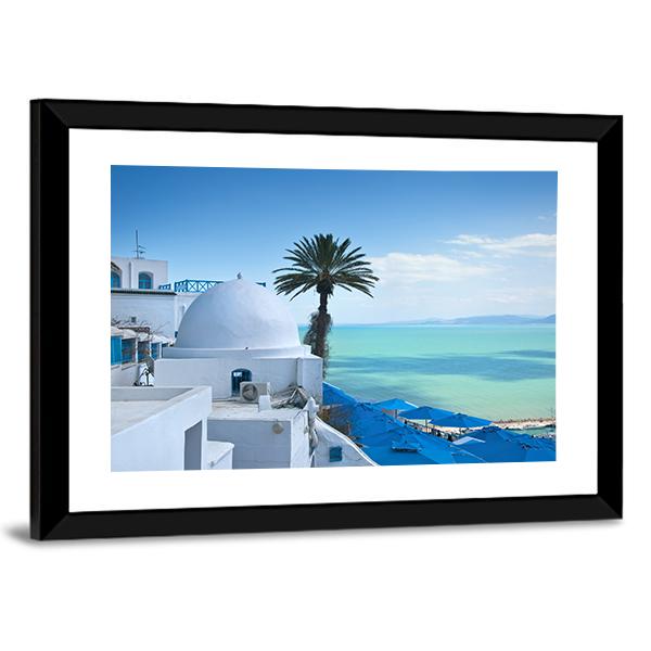 Sidi Bou Said In Tunis Canvas Wall Art-3 Horizontal-Gallery Wrap-25" x 16"-Tiaracle