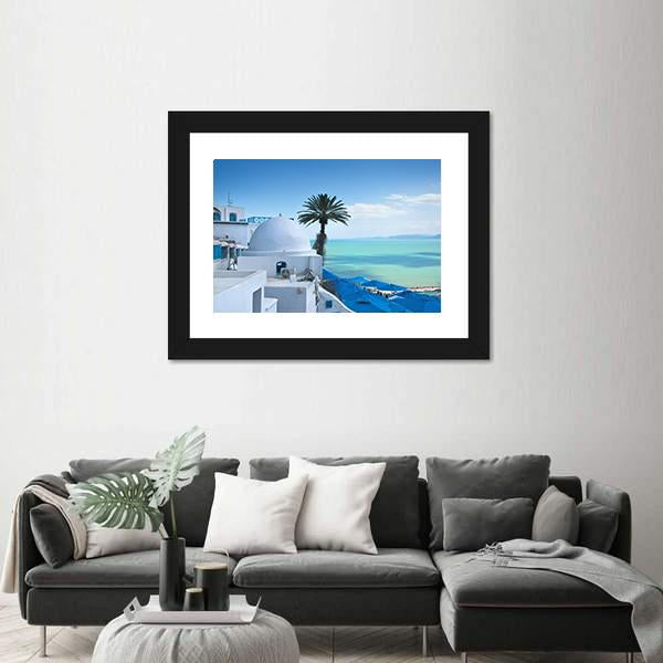 Sidi Bou Said In Tunis Canvas Wall Art-3 Horizontal-Gallery Wrap-25" x 16"-Tiaracle