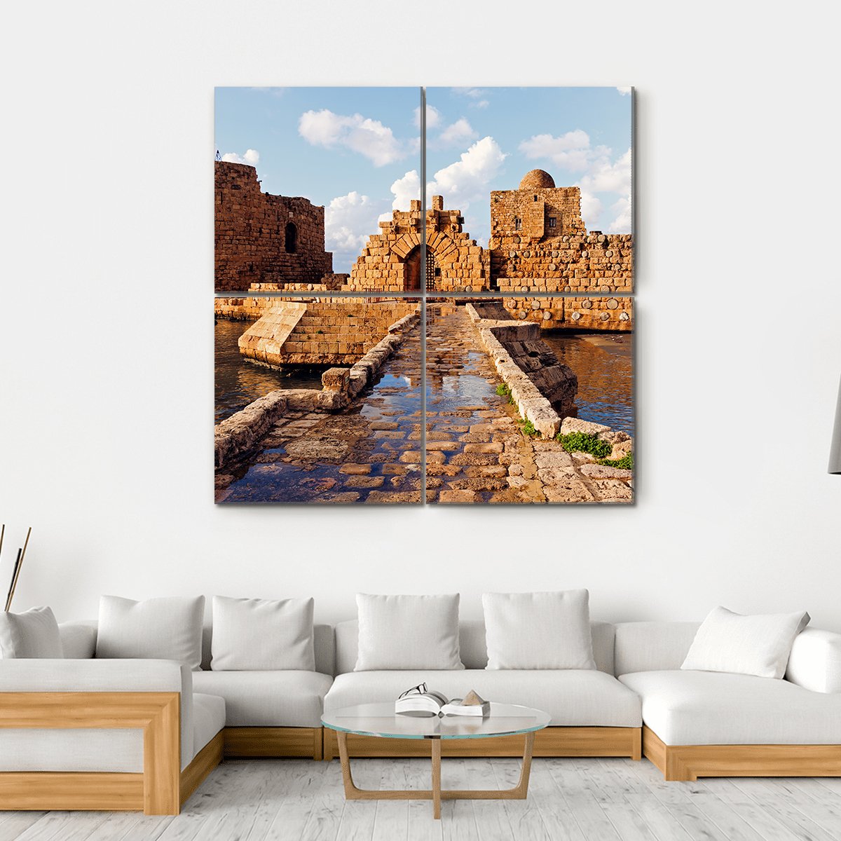 Sidon Sea Castle In Lebanon Canvas Wall Art-5 Horizontal-Gallery Wrap-22" x 12"-Tiaracle