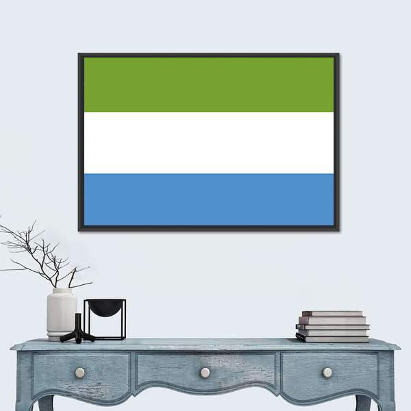 Sierra Leone Flag Canvas Wall Art-1 Piece-Floating Frame-24" x 16"-Tiaracle