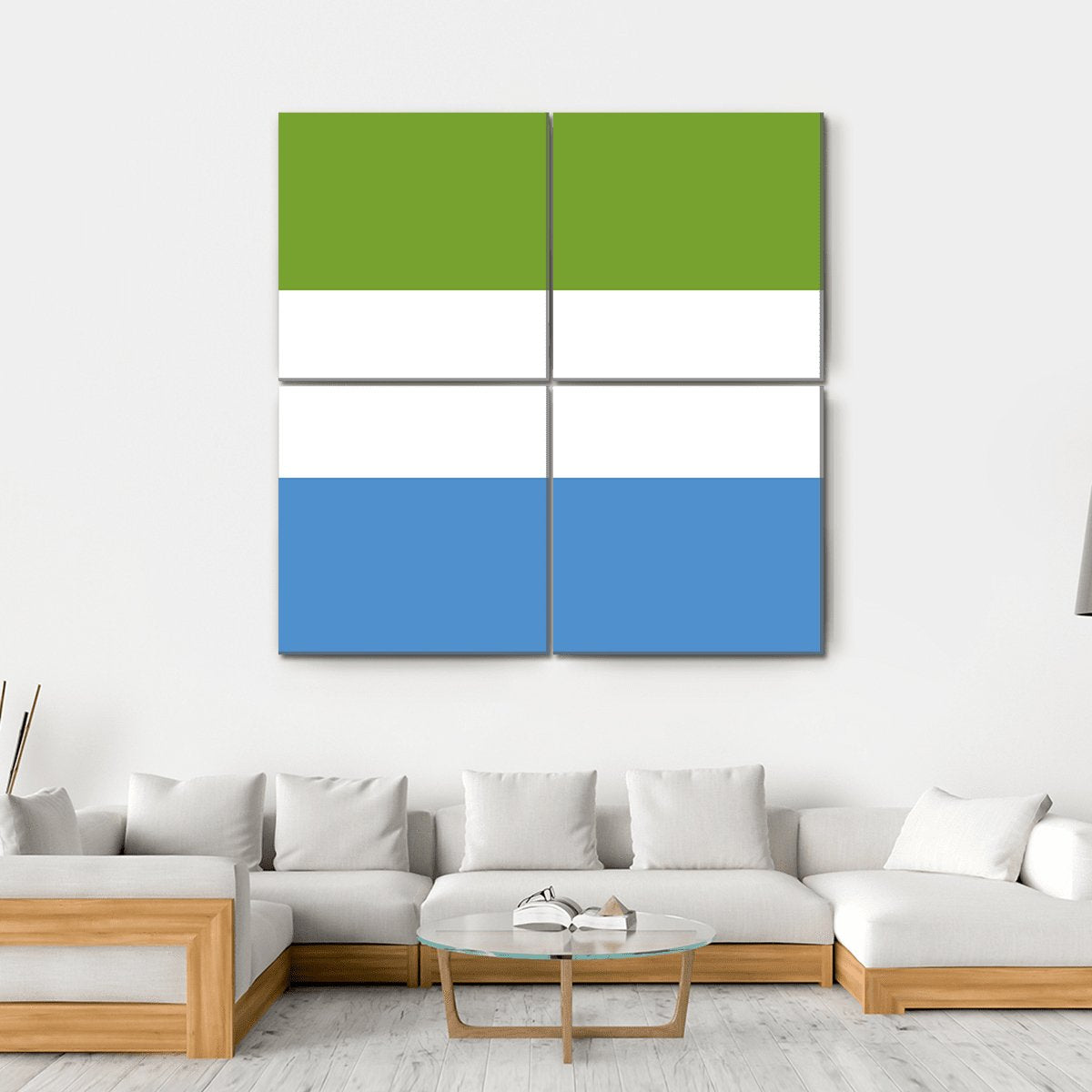 Sierra Leone Flag Canvas Wall Art-4 Square-Gallery Wrap-17" x 17"-Tiaracle